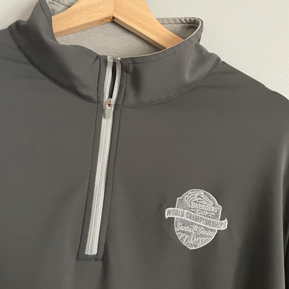 Peter Millar Quarter Zip Mens L Gray Breeders Cup 2019 Santa Anita Quiet Luxury